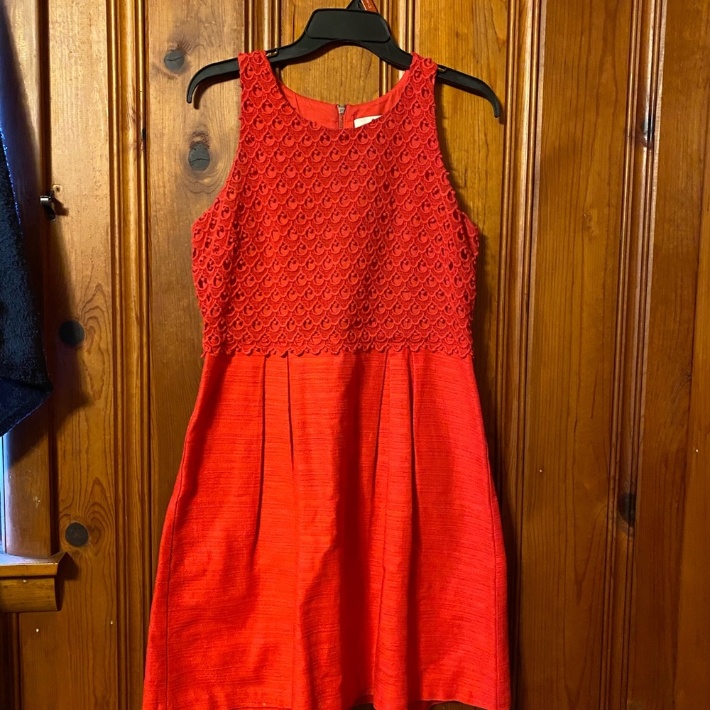 LOFT Vibrant Red Textured Dress